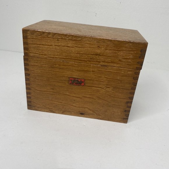 Weis Accents Antique Vintage Weis Oak Wood Dovetailed Index Recipe